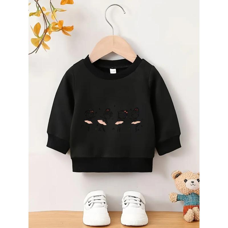 European Size Cute Printed Pattern Simple Sweet Beauty Baby Spring Thin Round-neck Sweatshirt