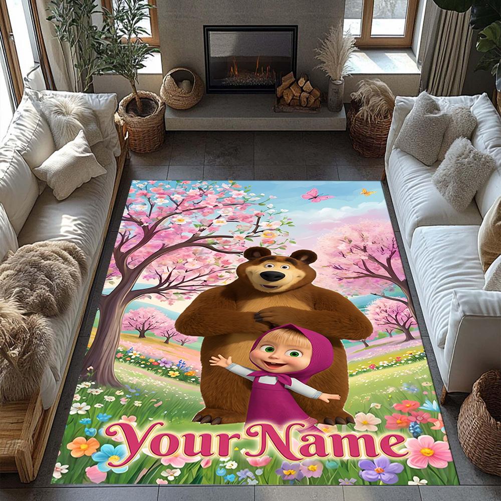 Masha Bear Customize Text Area Rug Suitable for Entryway Living Rooms Outdoor Hallway Antislip Carpet Office home decor Spiritual Gift