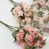 5 Heads Artificial Roses Flowers Plastic Fake Plants Silk Rose Bouquet  Outdoor Garden Decor