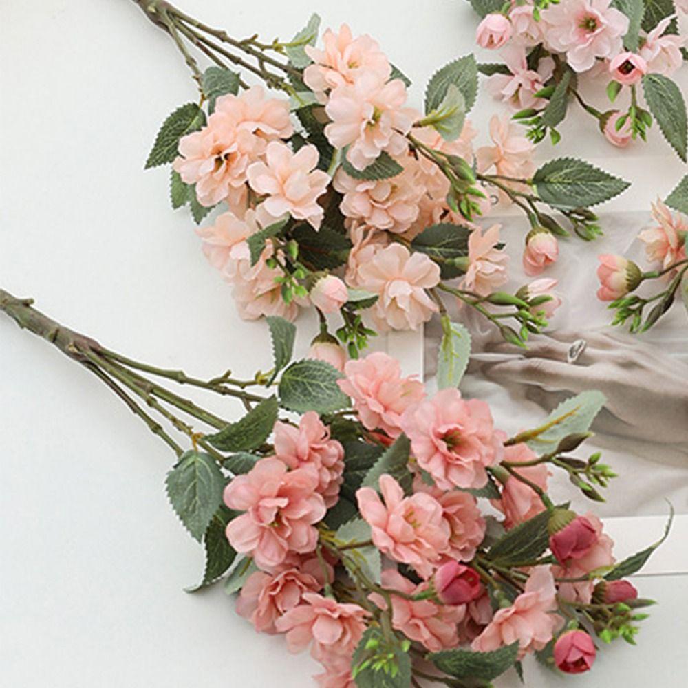 5 Heads Artificial Roses Flowers Plastic Fake Plants Silk Rose Bouquet Outdoor Garden Decor