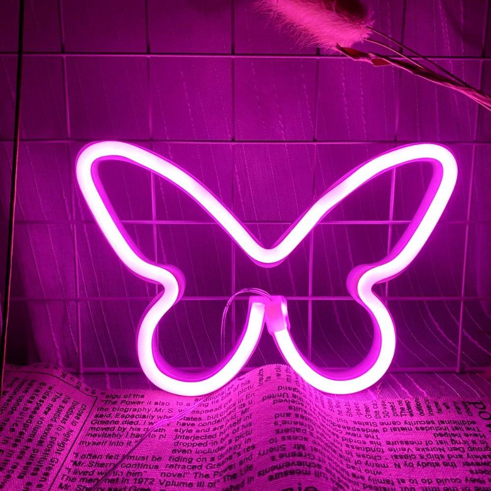 Decoration Lights Energy-saving Butterfly Shaped Light USB/Battery Powered Wall Mounted Led Neon Light Plastics Birthday