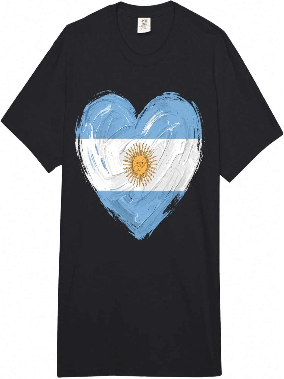 Argentina Flag Heart Soccer Football Supporter Adult Heavyweight T-Shirt S разноцветный