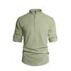 Men's New Style Shirt - Men's Solid Color Collar Long-Sleeved Cotton-Linen Shirt - Large Size - Fashionable Casual Shirt for Men