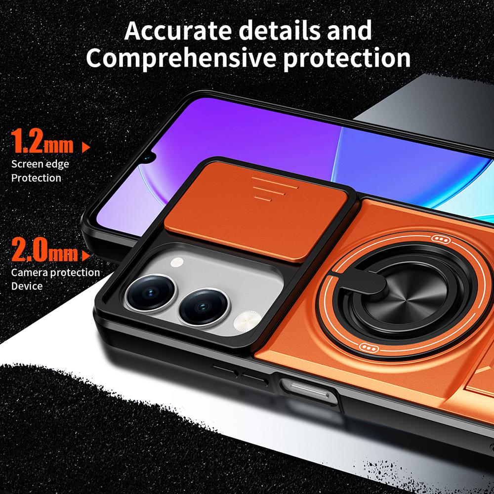 KEYSION Magnetic Phone Case for VIVO Y04 Y04s Y29s Y29t 5G Slide Camera Protection Upright Kickstand 360° Ring Shockproof Cover