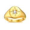Anelli con sigillo a stella da donna, fascia per dito superiore rotonda in acciaio inossidabile massiccio color oro, anel per ragazza con stella in pietra AAA CZ