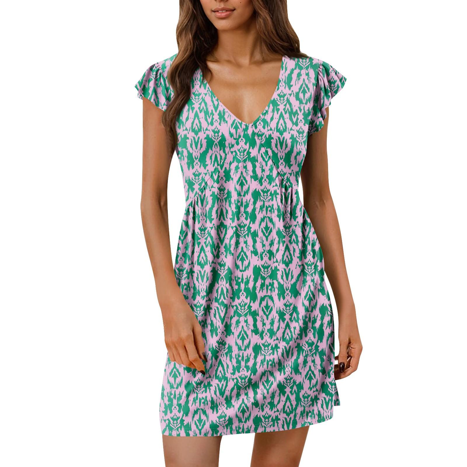 

Женское летнее платье, свободное платье-сарафан без рукавов с V-образным вырезом и карманами M