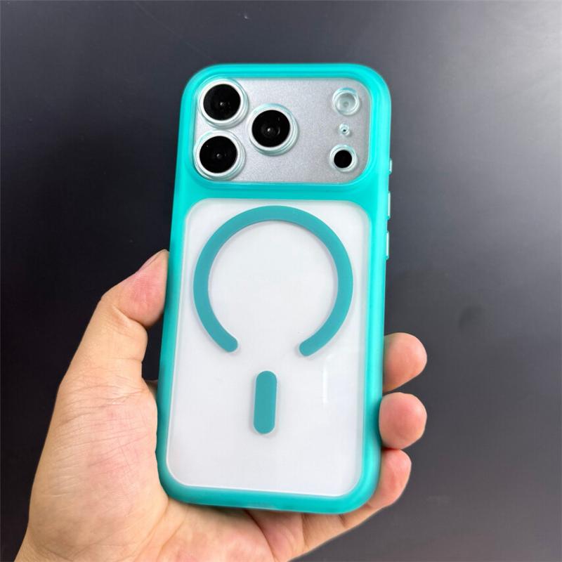 Custodia Magnetica Trasparente Colore Neon Originale Per Iphone 17air 16 16pro 15 14 pro Max Pulsante Fotocamera Tattile Per Magsafe Cover Rigida