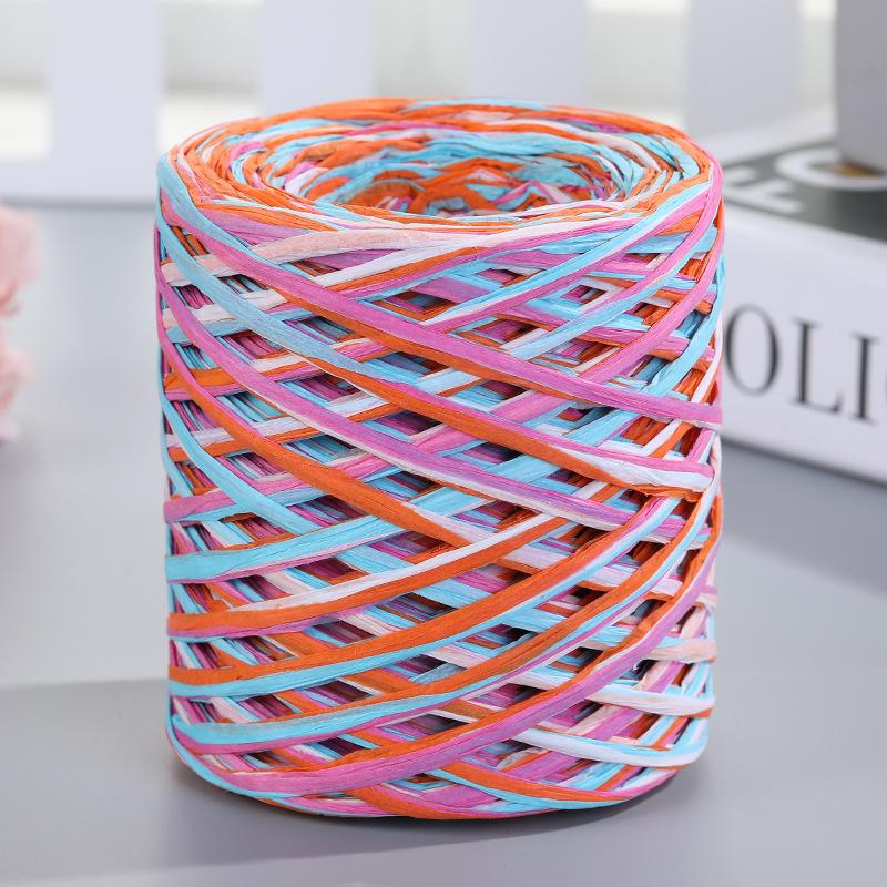 200M Natural Raffia Straw Yarn For Knitting Crocheting Paper Threads DIY Handmade Summer Sunhat Beach Bag Braided Cord Supplies