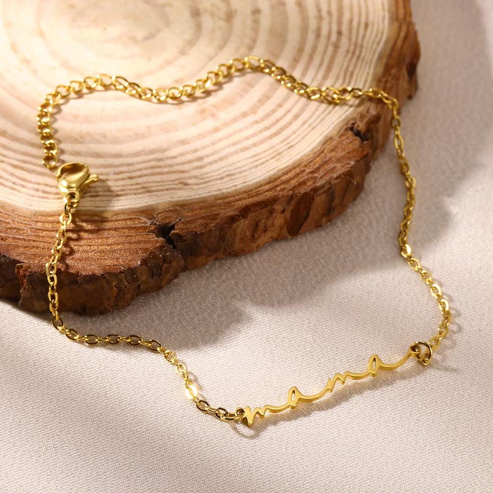 Dainty Mini Mama Letter Bracelet For Women Gold Color Stainless Steel Elegant Adjustable Link Chain Mother's Day Jewelry Mumgift