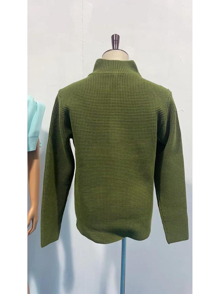 Men's Slim Fit Knitted Sweater - Solid Color, Turn-Down Collar, Long Sleeve, Trendy Brand for Fall/Winter