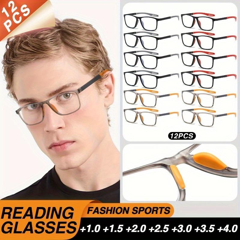 12 Pcs Simple Square Reading Glasses with Colored Frames Lightweight and Portable Suitable for Indoor Use Perfect for Both