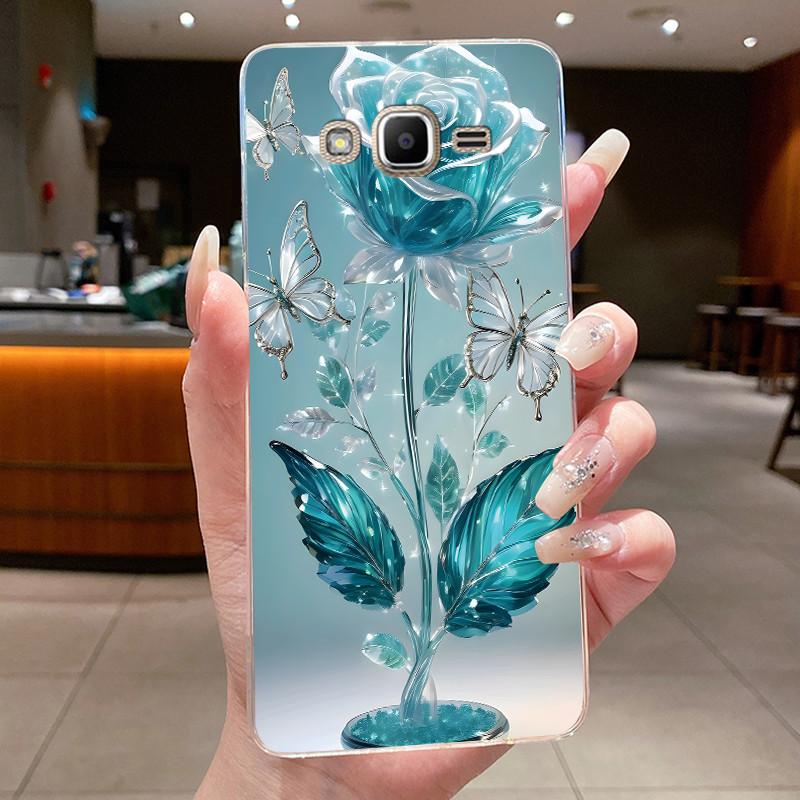 For Samsung Galaxy J2 Prime J2 Ace Grand Prime A5 2015 Case Flower Butterfly Phone Capa Soft Silicon Transparent TPU Jelly Cover