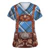 Women's V Neck Short Sleeve Work Shirt with Pockets Oktoberfest Print Top Medical Nurse Uniform Scrub Tee for Healthcare Professionals