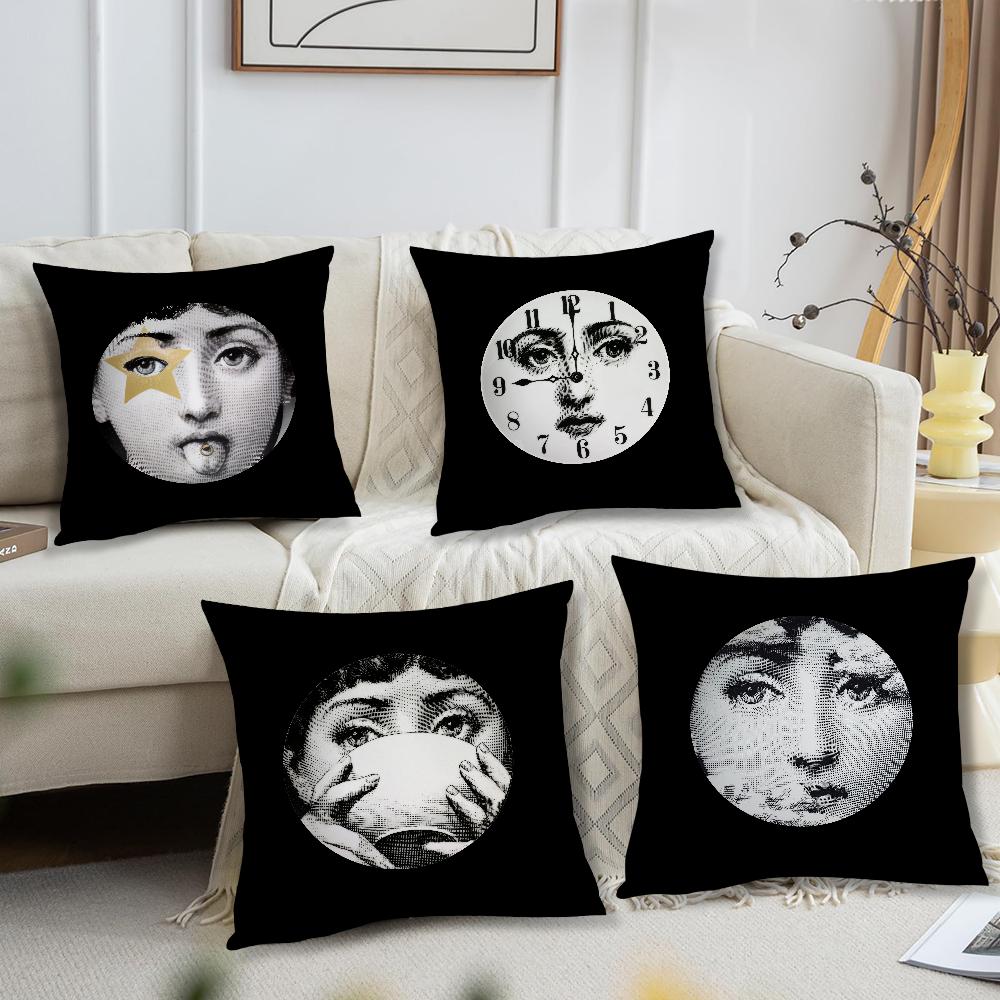 Art P-Piero Fornasetti Funny Girl Cushion Cover Pillow Case Square Cushion Room Bedroom Headboard Sofa Living Backrest Nap Time