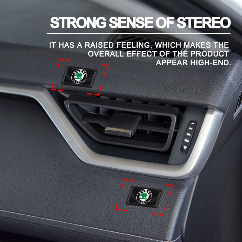 2/5/10 Stück Kohlefaser Lenkrad Auto Logo Emblem 3D Aufkleber Für Skoda Octavia Superb Rapid Kodiaq Karoq Fabia Kamiq Roomster Citigo