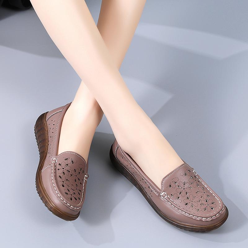 Women Moccasins Driving Shoes Comfort Casual Nurse Loafers Walking Shoes Summer Grey Black Hollow Shoes Plus Size