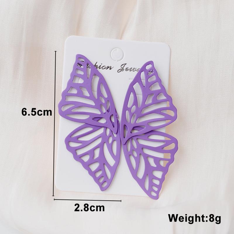 Purple Color Women Dangle Earrings Small Round Unusual Earrings Fashion Flower Butterfly Hanging Earrings Pendientes Mujer