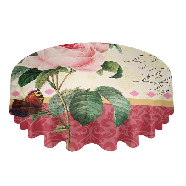 Mantel Redondo con Textura de Patrón Vintage Flor de Hibisco Decoración de Cocina Impermeable Cubierta para Mesa de Comedor/Café