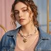 Pink Gold Gold Plated Pendant Necklace Three-Layer Clavicle Chain  Birthday Party