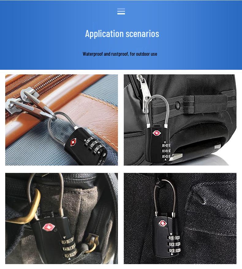 TSA Customs 3-Digit Zinc Alloy Lock for Suitcase & Bag