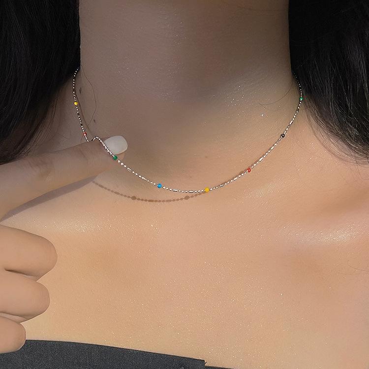 Rainbow Doudou Necklace Women's Exquisite Niche Ins Wind IU Dopamine Necklace Women's