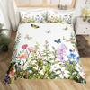 Lovely Bird Duvet Cover Set King Size Spring Floral Butterfly Bedding Set Microfiber Watercolor Garden Flower Comforter Cover