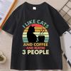 Cats and Coffee Sunset Tshirt I Like Cats and Maybe 3 People Tshirt Casual Cotton Printed Short Sleeve T Shirt Streetwear Tops