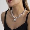 High Quality Punk Big Heart Pendant Necklace Women Fashion Statement Chunky Heavy Chain Fashion Jewelry Punk Thick Chain