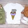 New Arrival 2025 T-Shirt Women Cute Ice Cream Cartoon Print T Shirt Femme Fashion Korean Style Camiseta Mujer Tshirt Ladies Tops