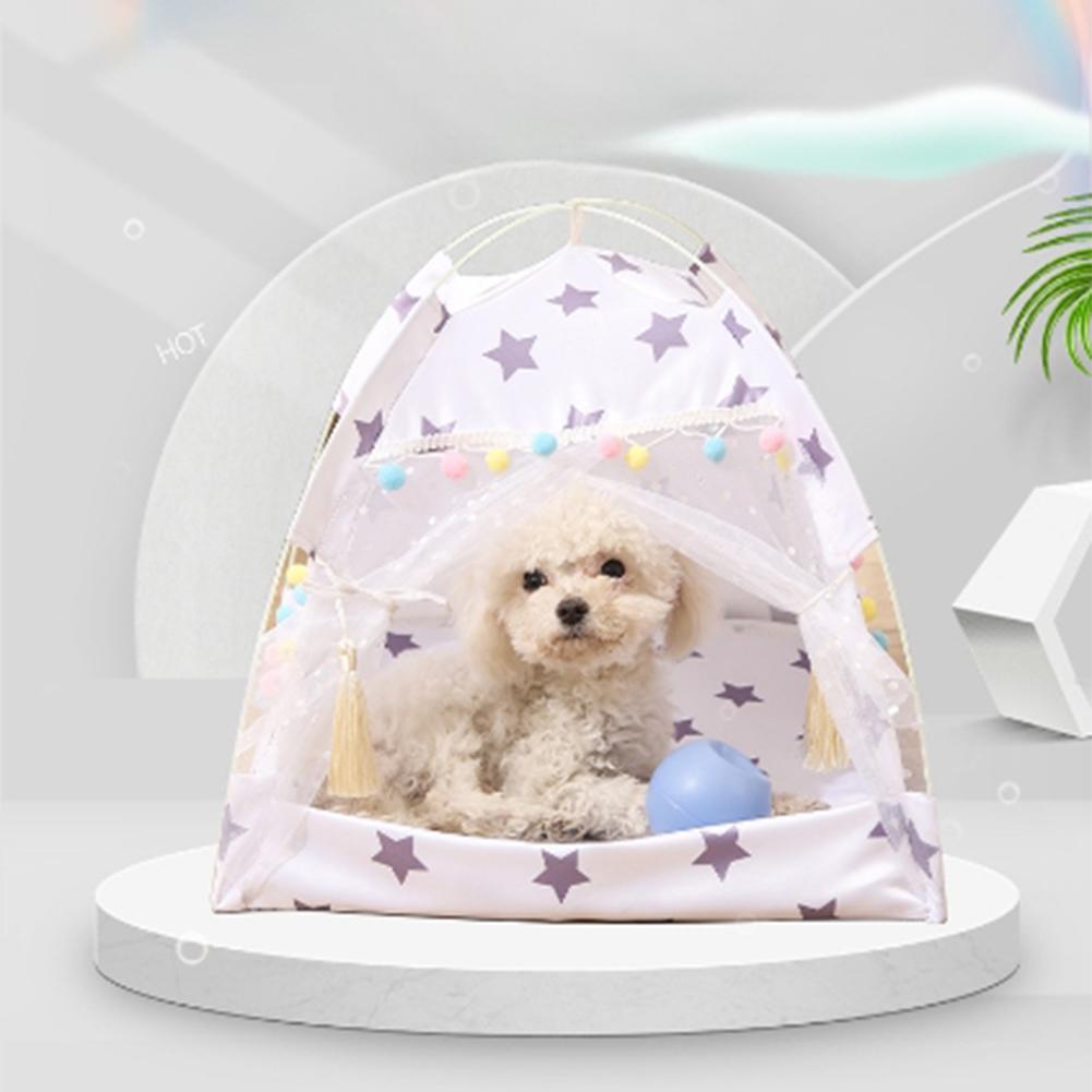 Pet Princess Style Tent With Breathable Windows Door Detachable Washable Kennel Shelter House For Dogs Cats