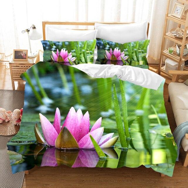 Compre Summer Lotus Bedding Set King Single Size Bed Soft Comforter Linen Beautiful Flowers Duvet Cover Sets Barato Frete Grátis Avaliações Reais Com Fotos Joom Compre Summer Lotus Bedding Set King, Beautiful King Size Bed Sheets