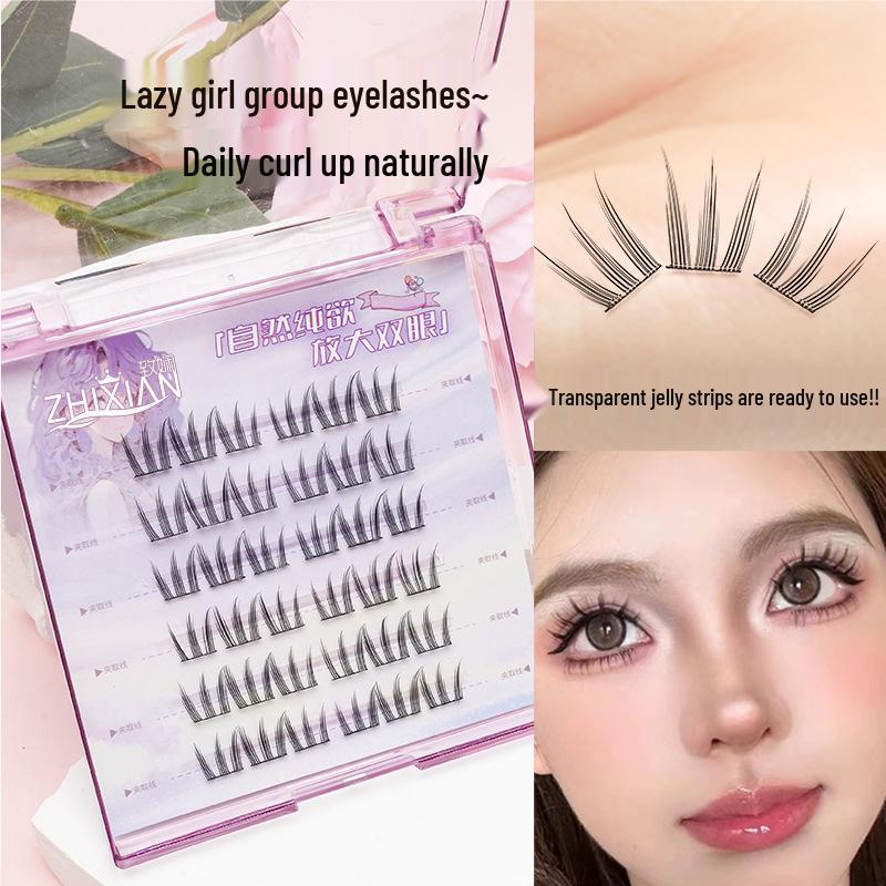 Lotus Elf Girl Glue-Free Removable False Eyelashes - Super Fine Lightweight Single Cluster