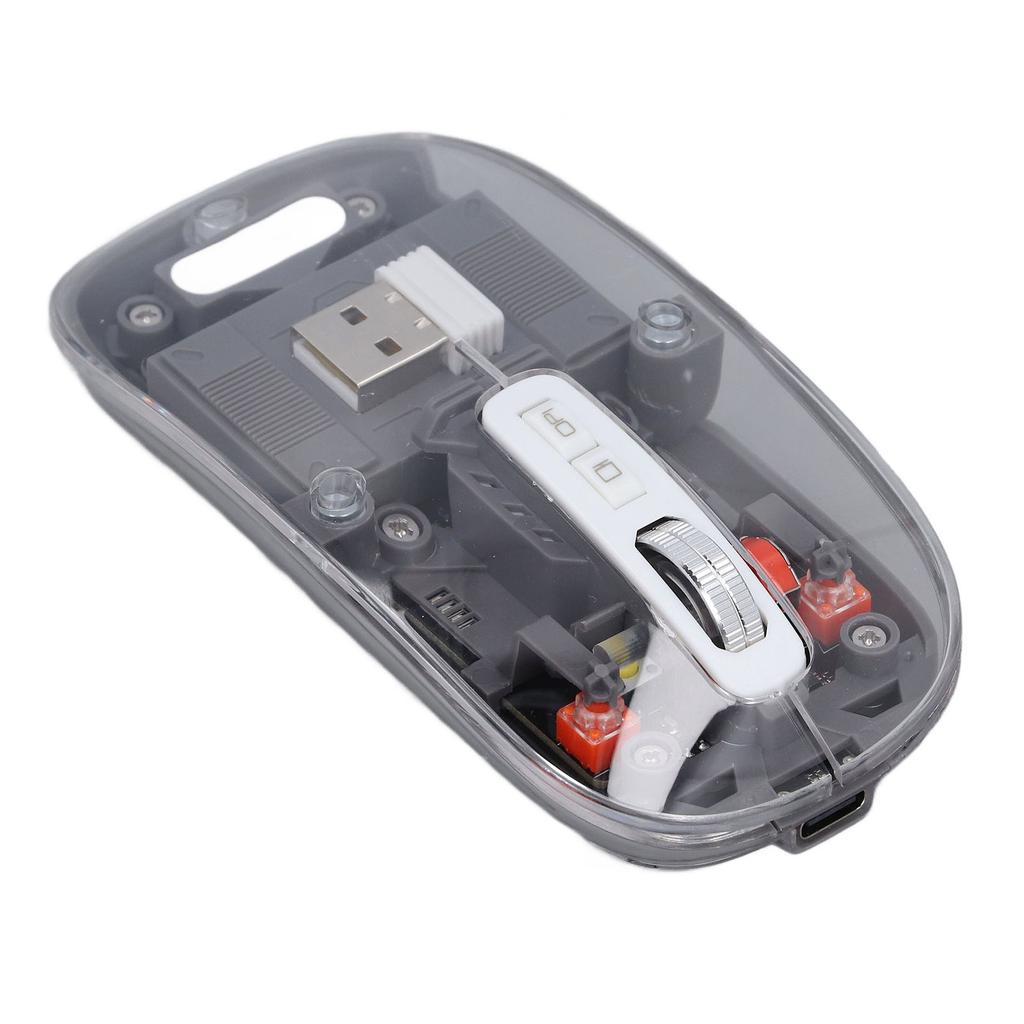 Bluetooth Wireless Mouse BT1 BT2 2.4GHz 3 Mode Silent Adjustable DPI Rechargeable Transparent Mouse