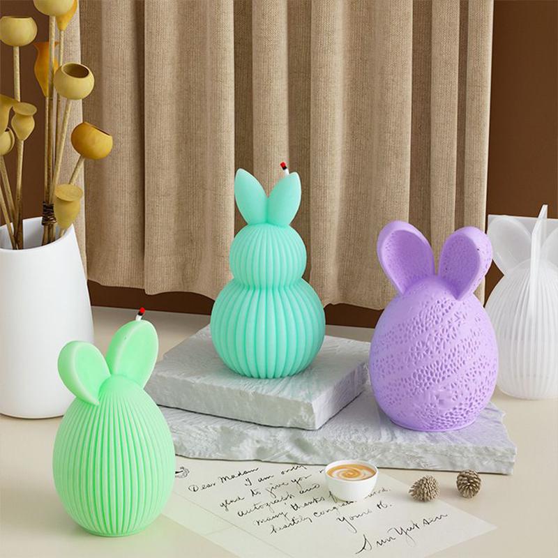 3D Easter Bunny Candle Mold Rabbit Egg Scented Candle Silicone Molds Resin Casting Silicone Mold for DIY Soap Plaster Crafts