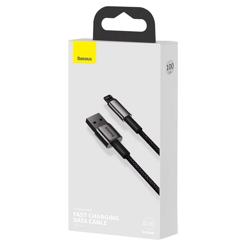 Kabel Usb Do Lightning Baseus Tungsten Gold, 2.4A, 1M (Czarny)