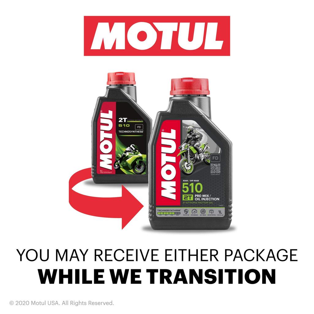 Motul 510 2T 2-Stroke Motorcycle Engine Oil (Mixed/Separated), Synthetic, Genuine, 1L