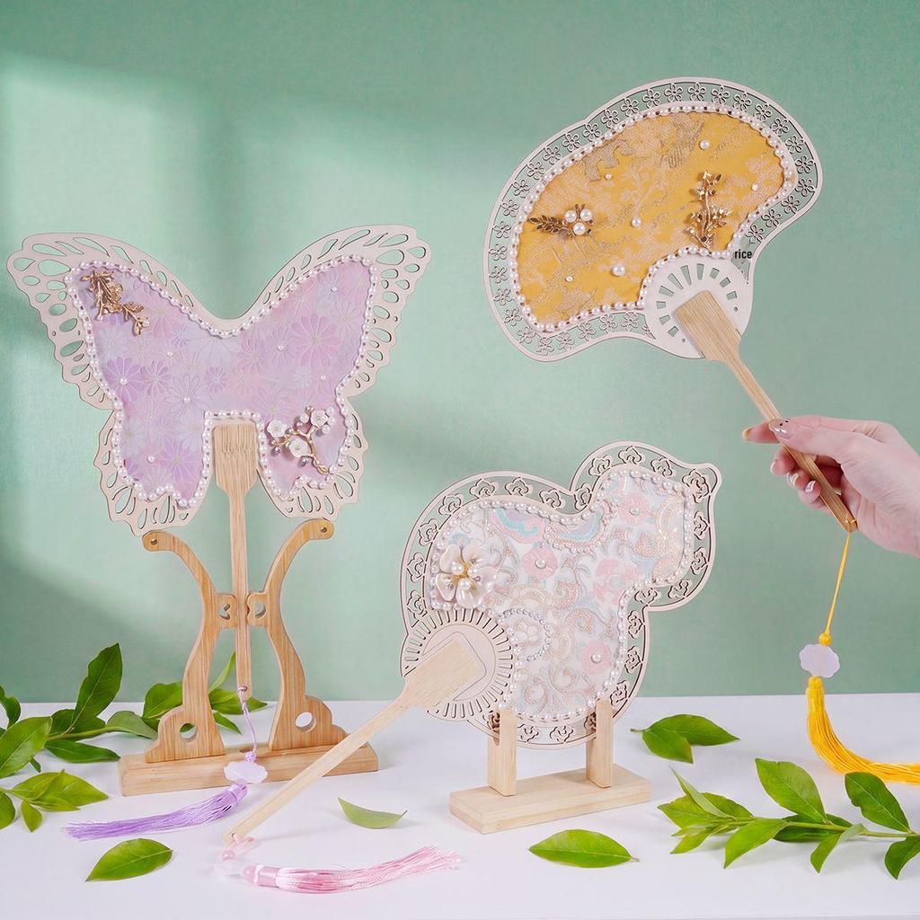 Handmade DIY Song Jin Pearl Fan Kit – Chinese Style Gift for Mother's Day, Team Building, and Salons