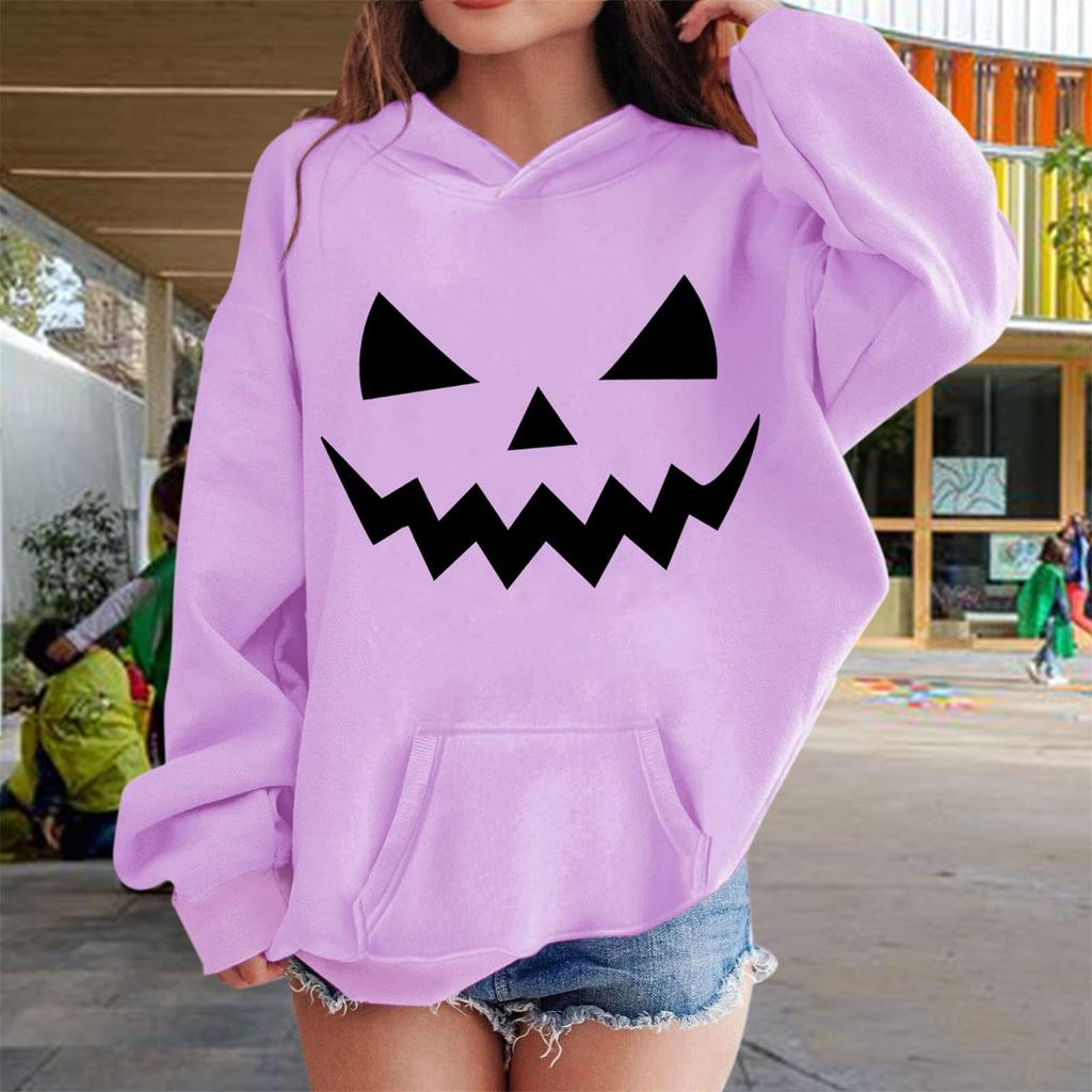 Boys Girls Kids Long Sleeve Hoodie with and Halloween Print for Casual Wear