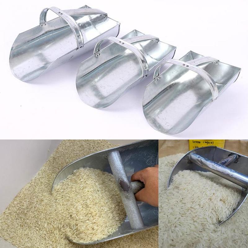 Pala Riso Grande Capacità in Metallo Pala Mangime Cereali Multifunzionale Manico Ergonomico Liscio Cucina Supermercato Fattorie