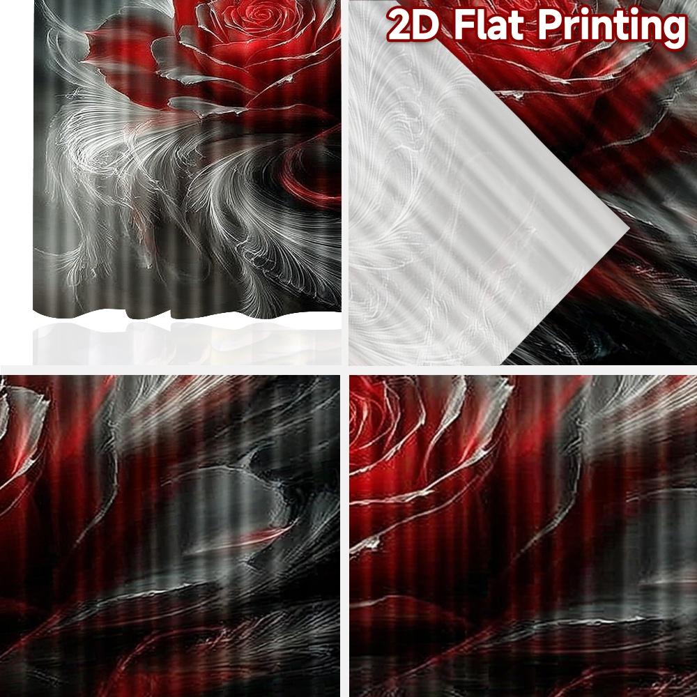 2D flat printing 2pcs Curtain Window Curtains Mystical Red Rose Art Digital Printed Polyester Drapes Holiday Decorations Perfect