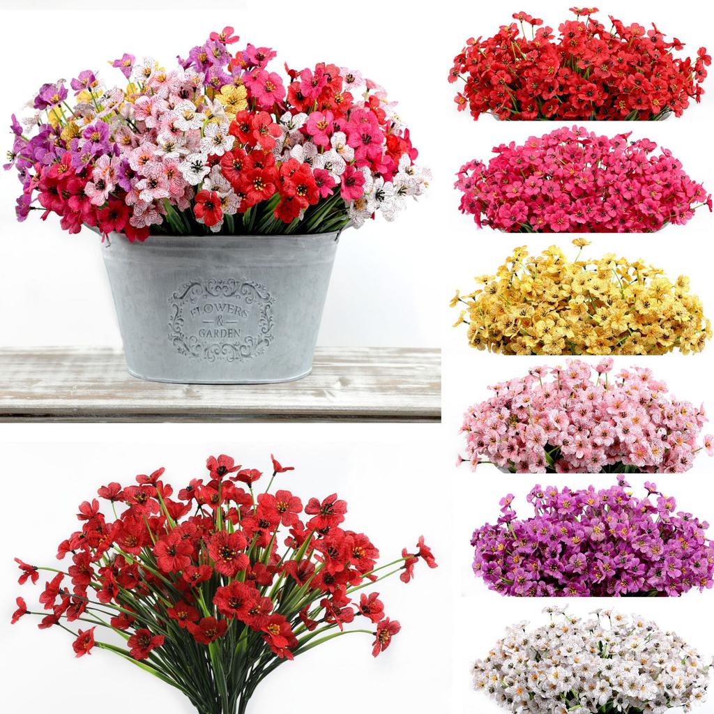 Artificial Violet Flowers Fake Spring Grass Faux Plants for Wedding Garden Decor Outdoor Artificial Floral Home Decoration