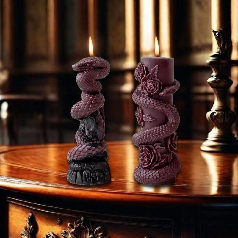Geprägte Schlangen Zylinder Silikon Säulenkerzenformen für Kerzen Seife Epoxidharz Silikonformen für Heimdekoration