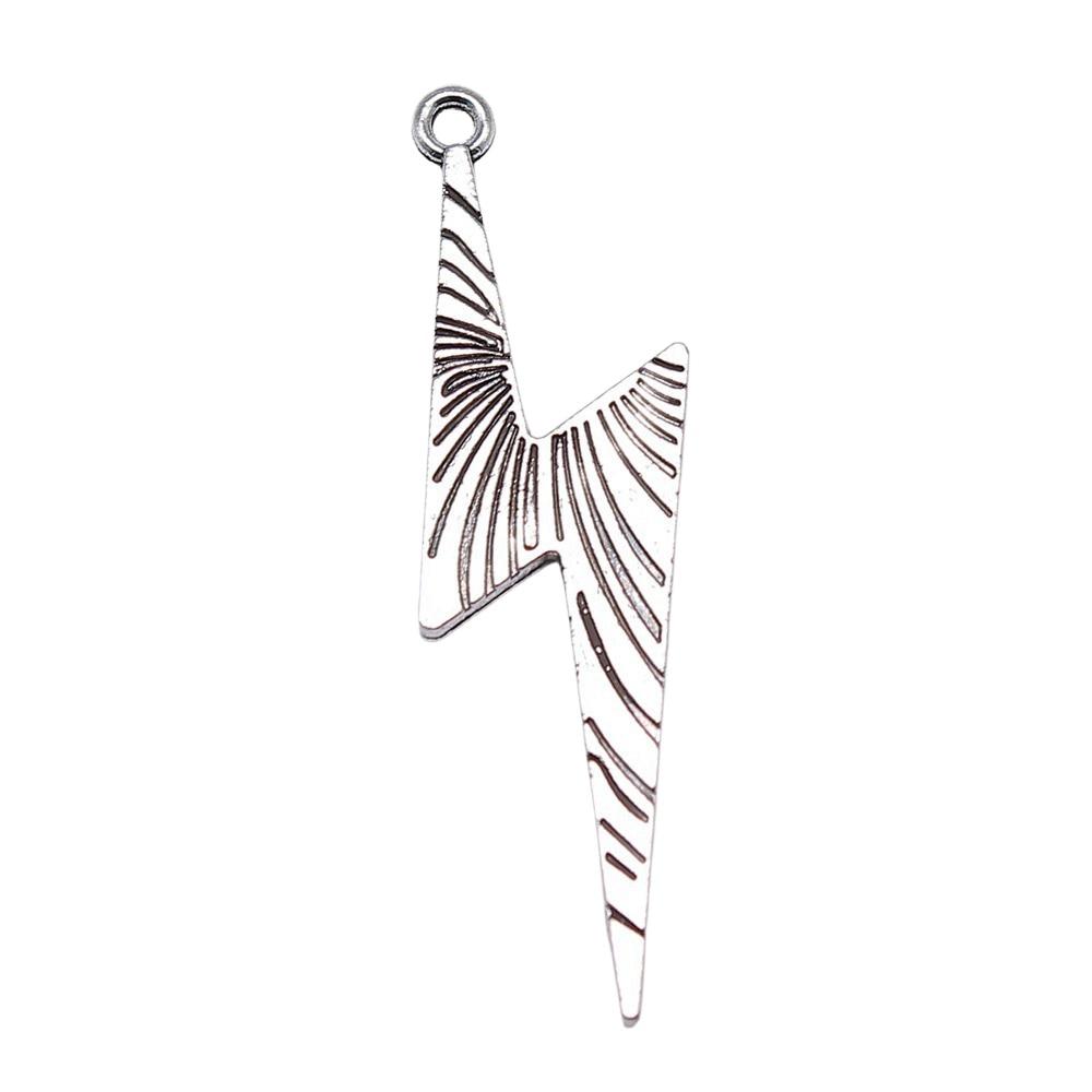 

10шт Молния Шармы Шармы Античное серебро Цвет Цинковый сплав 50X14mm