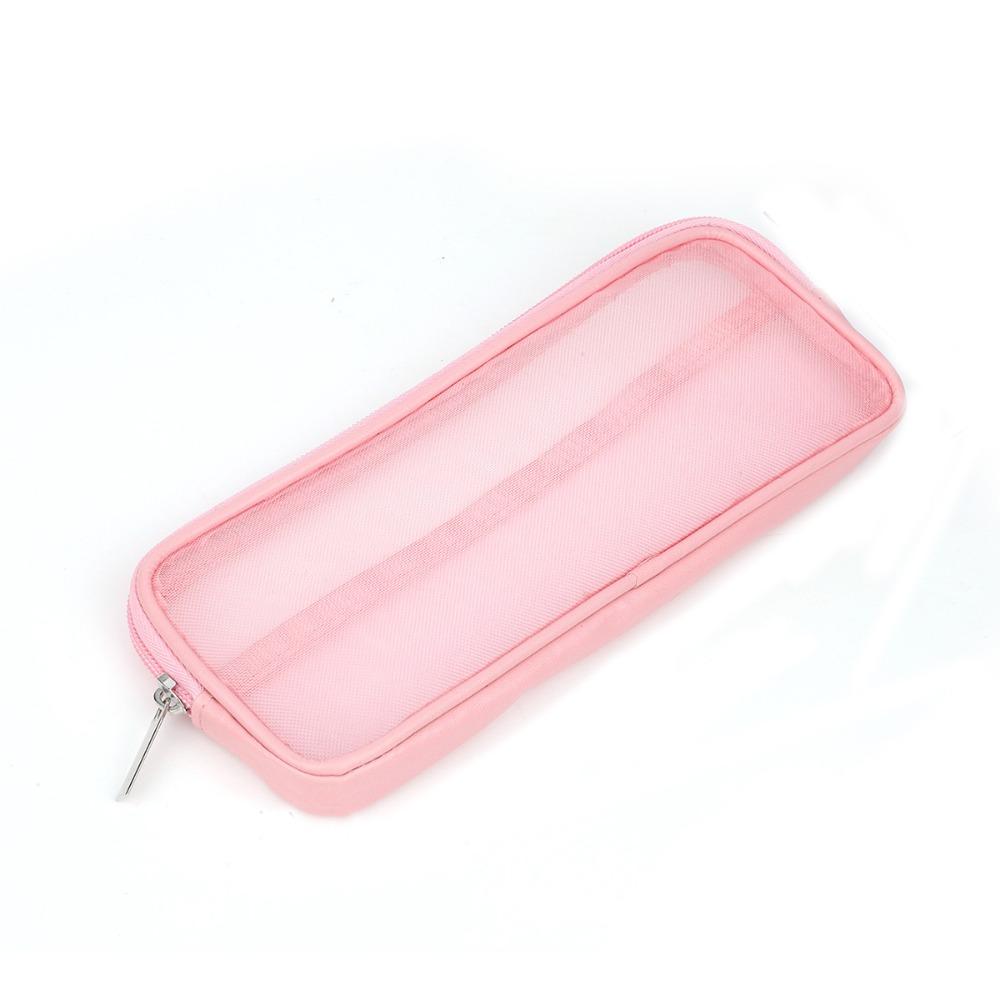 

New Mesh Design Makeup Brush Travel Case Multipurpose with Zipper Beauty Tools Organizer Cosmetic Toiletry Bag Travel Use розовый