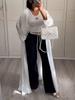 Pure Color Women High Waist Black Pants Solid Elastic Waist Wide Leg Pant Woman Fashion Lace Up Casual Loose Pants Streetwear
