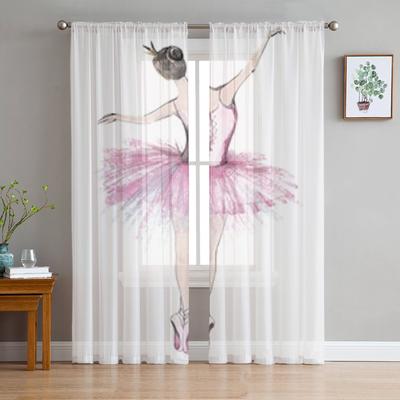 Ballerina Girl Průsvitné okenní závěsy do obývacího pokoje ložnice moderní voálové tylové závěsy látkové závěsy do kuchyně