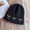 Fashion Color Solid Bow Decoration Women Casual Knitted Hat Autumn Winter And