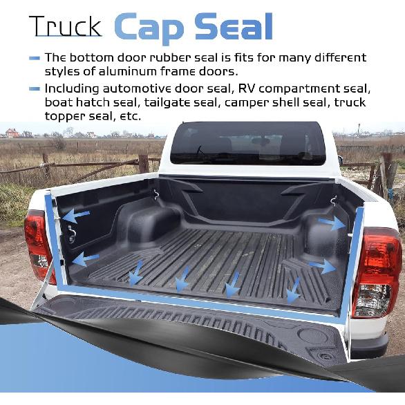 6 FT Truck Cap Rubber Weather Seal, Double Leaf Bottom Rear Door Frame Seal Strip with T-Channel for Car Camper Boat RV Truck Doors & Home