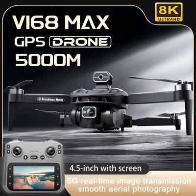 2025 Nový V168 MAX GPS Profesionální Drone 8K ESC HD Duální kamera WIFI FPV Vyhýbání se překážkám Velká obrazovka Skládací Bezkartáčový RC Kvadrokoptéra Hračka Dárek