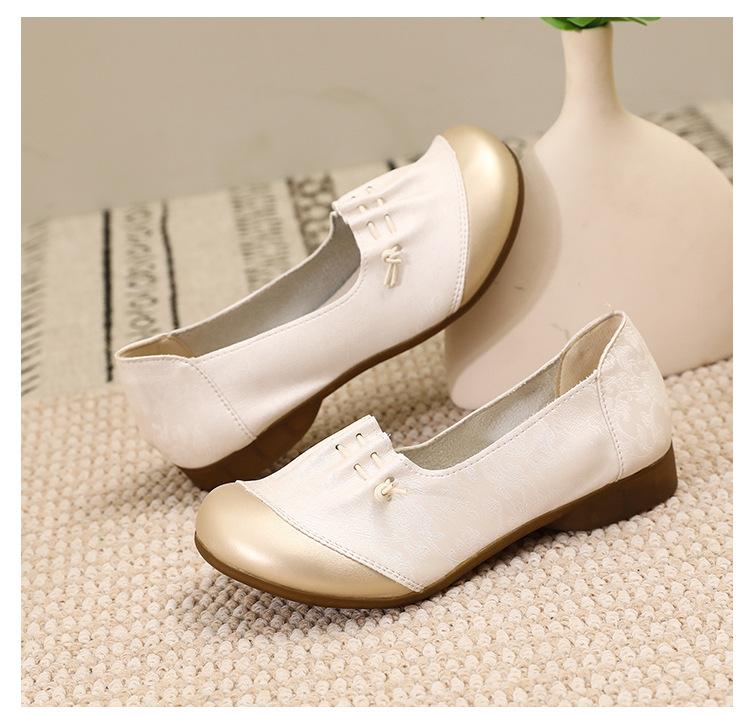 

Новые туфли на плоской подошве из мягкой кожи 2025, летне-осенние, с мягкой подошвой, из материнской кожи, женская обувь, удобные и нескользящие 40